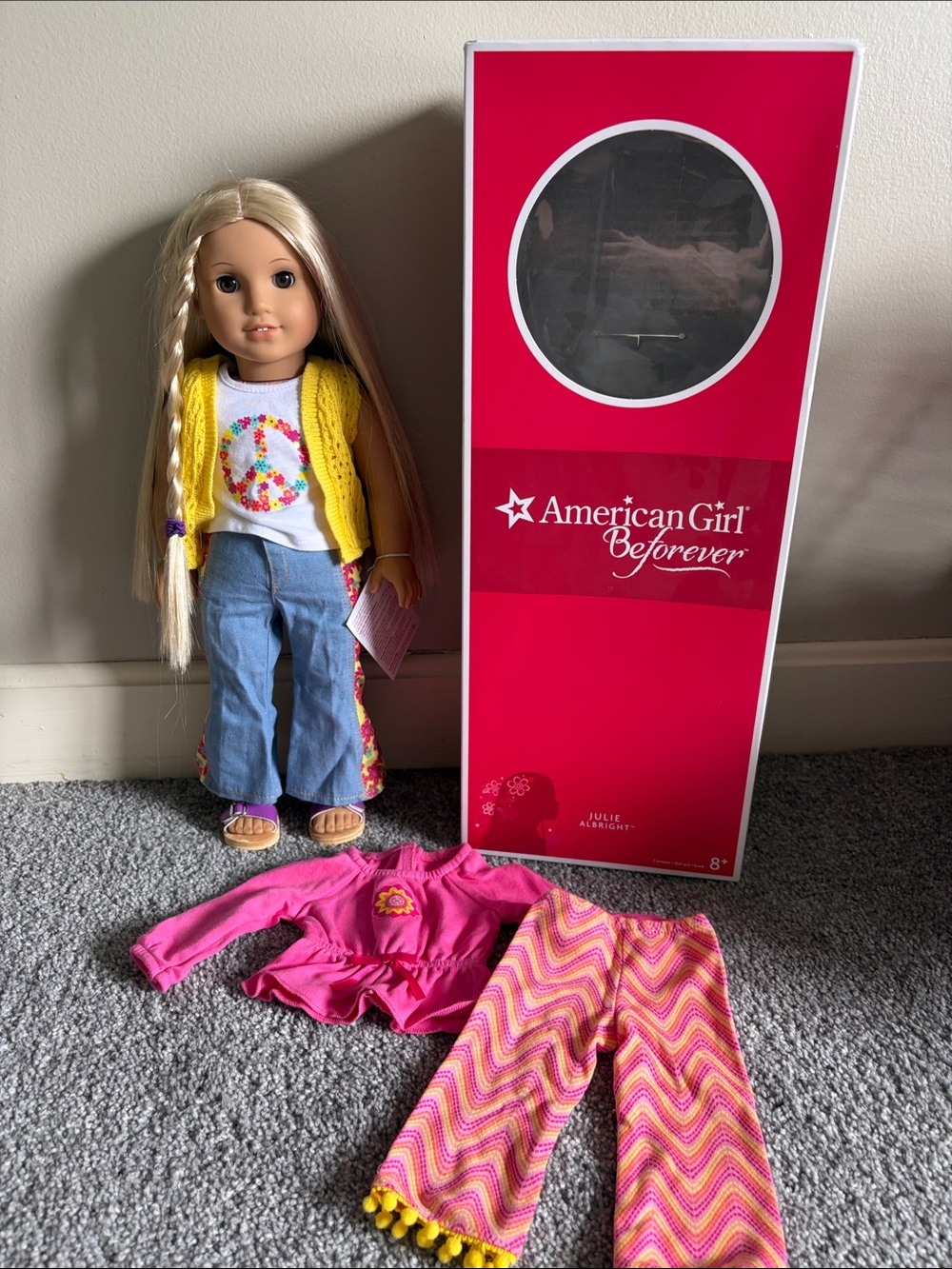 American Girl Julie Doll with Pajamas in Box